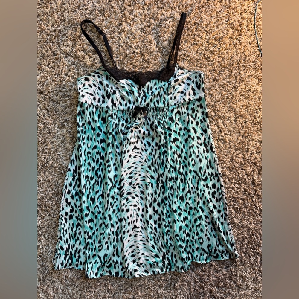 Betsey Johnson Intimates Lingerie Camisole Tank Top Leopard Print Size Medium